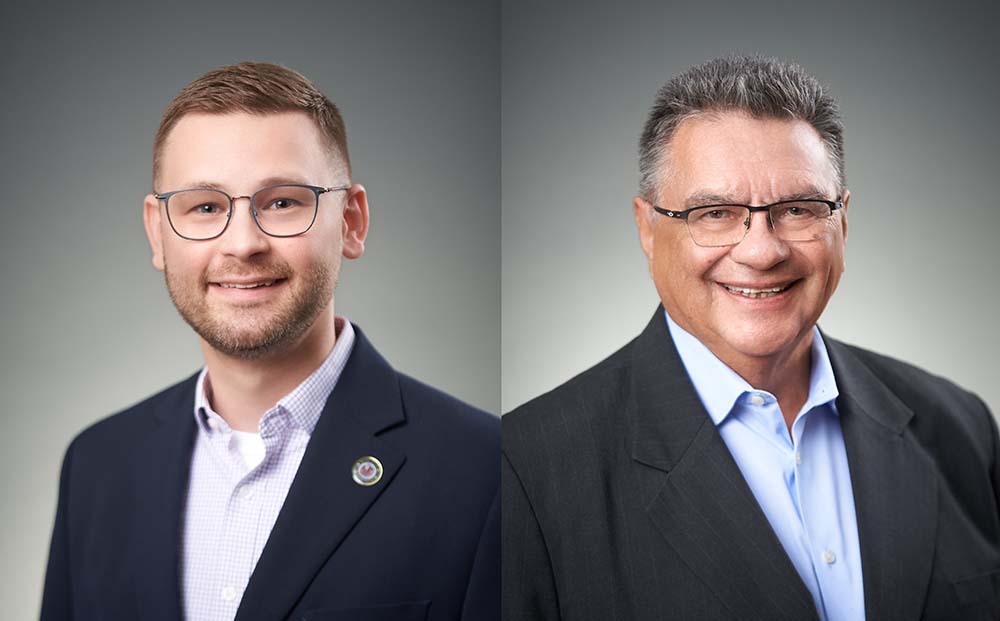 The Native American Financial Services group’s Dr. Alex Wesaw (left) and banking veteran Mike Lettig. 