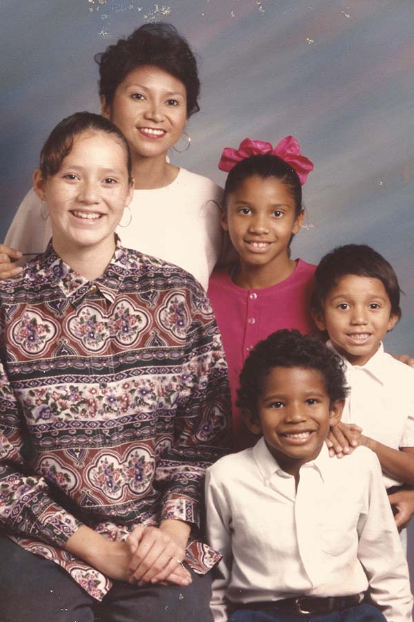 Photo courtesy of Shantel Haynes. Debra Black Crow McNeal with her four children.