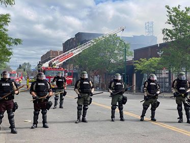 Minneapolis Fire Department has the fire contained at Migizi Communication, an American Indian youth center, that caught fire in riot that has ravaged the city since the death of George Floyd, an African American man, who died from excessive police force on Monday. Native News Online photograph by Darren Thompson. Minneapolis Fire Department has the fire contained at Migizi Communication, an American Indian youth center, that caught fire in riot that has ravaged the city since the death of George Floyd, an African American man, who died from excessive police force on Monday. Native News Online photograph by Darren Thompson.