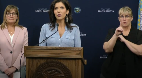 South Dakota Governor Kristi Noem at press conference on Wednesday, May 20, 2020