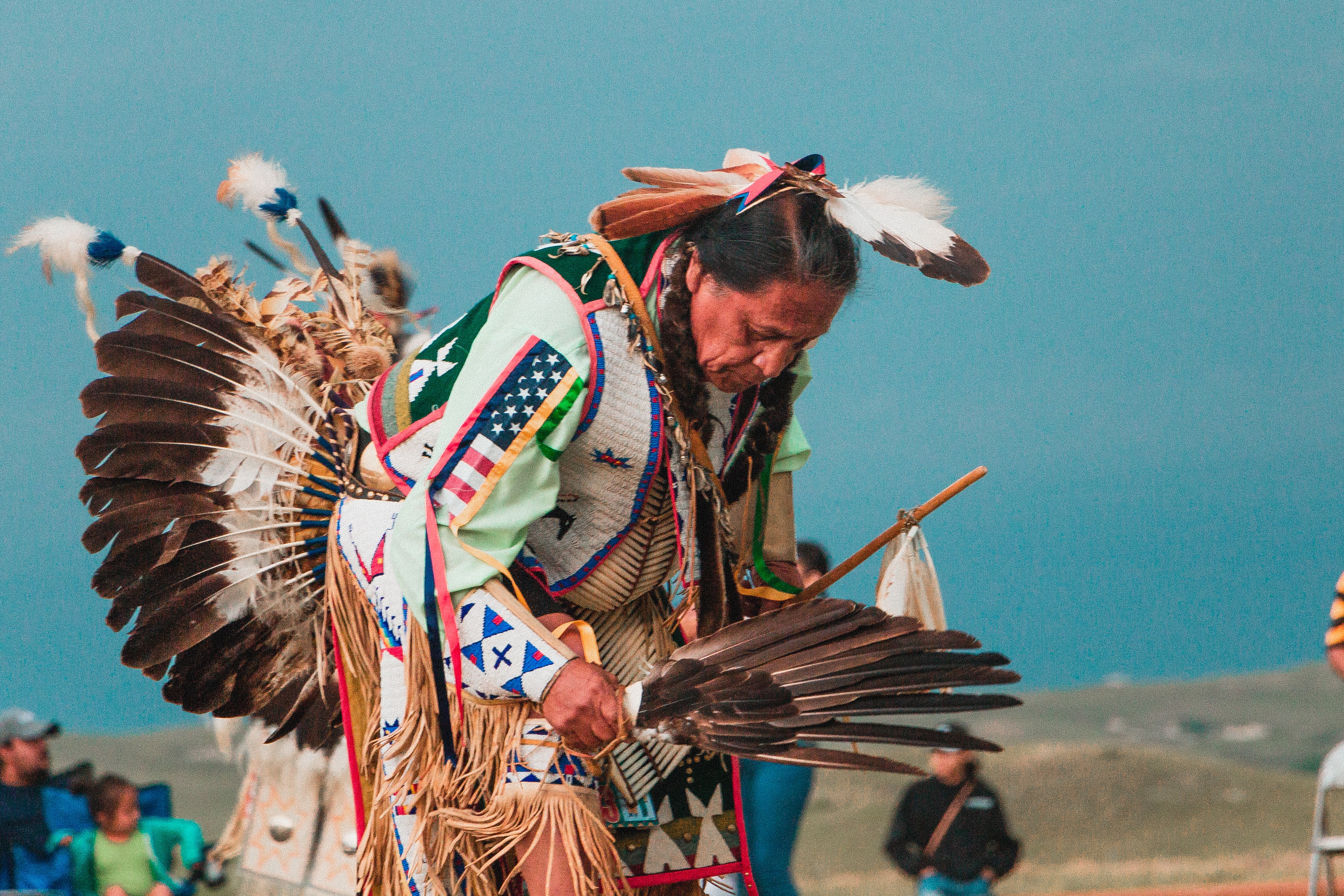 A Lakota dancer at a powwow in South Dakota.